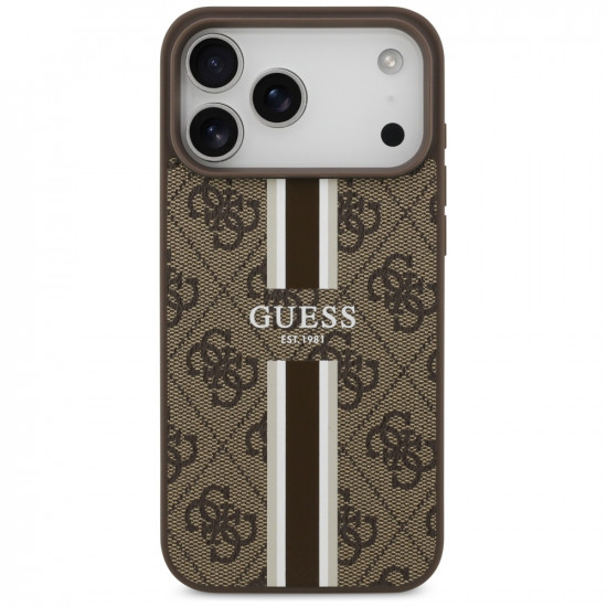 Guess Hardcase 4G Printed Stripes MagSafe (GUHMP17XP4RPSW) iPhone 17 Pro Max Brown