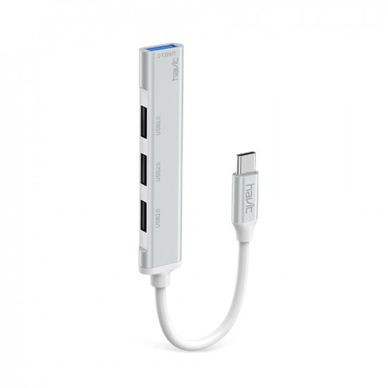 Havit Docking Station (HB41) USB 3.0, 3x USB 2.0, 11.8cm Cable Length, Aluminium Alloy Silver