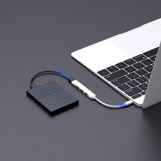Havit Docking Station (HB41) USB 3.0, 3x USB 2.0, 11.8cm Cable Length, Aluminium Alloy Silver