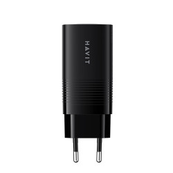 Havit Wall Charger (UC20 EU) 2x Type C, USB, GaN, 65W, Fast Charging Black
