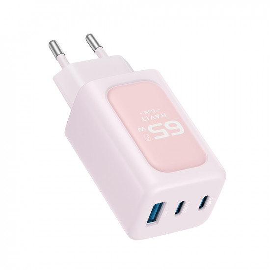 Havit Wall Charger (UC260 EU) 2x USB C, USB, 65W Pink