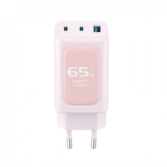 Havit Wall Charger (UC260 EU) 2x USB C, USB, 65W Pink