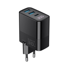 Havit Wall Charger (UCLE001 EU) 2x USB, Type C, 30W, GaN Technology Black