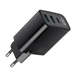 Havit Wall Charger (UCLE001 EU) 2x USB, Type C, 30W, GaN Technology Black