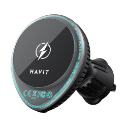 Havit Car Holder with Wireless Charging (W3036) with Cooler, for Air Vent, 15W Black