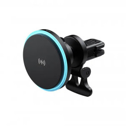 Havit Car Holder with Wireless Charging (W3032) with Blue Light, for Air Vent, 15W Black