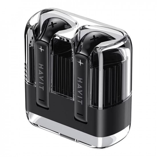 Havit Wireless Earbuds (TW981) Type C, Bluetooth 5.3, TWS, Microphone, Transparent Shell, 13mm Drivers, 300mAh Black