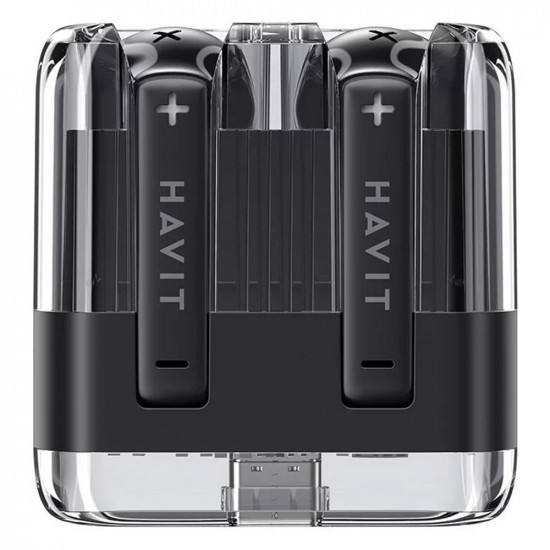 Havit Wireless Earbuds (TW981) Type C, Bluetooth 5.3, TWS, Microphone, Transparent Shell, 13mm Drivers, 300mAh Black