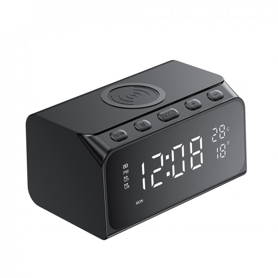 Havit 6in1 Wireless Charger (W3041) with Clock/Alarm/Calendar/Bluetooth Speaker/Temperature Functions Black