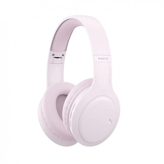 Havit Wireless Headphones (H633BT) with Microphone, Bluetooth 5.1, Foldable, Button Control, AUX, USB C, 350mAh Pink Havit Wireless Headphones (H633BT) with Microphone, Bluetooth 5.1, Foldable, Button Control, AUX, USB C, 350mAh Pink