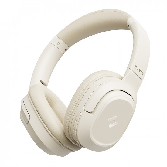 Havit Wireless Headphones (H612BT) On ear, Bluetooth 5.4, Noise Cancelling, Foldable, 400mAh, Type C Beige