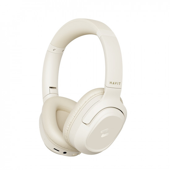 Havit Wireless Headphones (H612BT) On ear, Bluetooth 5.4, Noise Cancelling, Foldable, 400mAh, Type C Beige