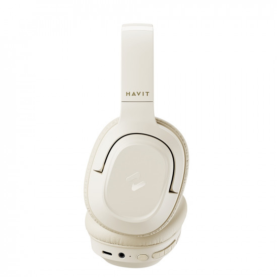 Havit Wireless Headphones (H612BT) On ear, Bluetooth 5.4, Noise Cancelling, Foldable, 400mAh, Type C Beige