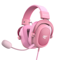 Havit Gaming Headphones (H2002d) Detachable Microphone, 53mm Speaker, Compatible with PS4/XBOX, Jack 3.5mm, 2m Pink