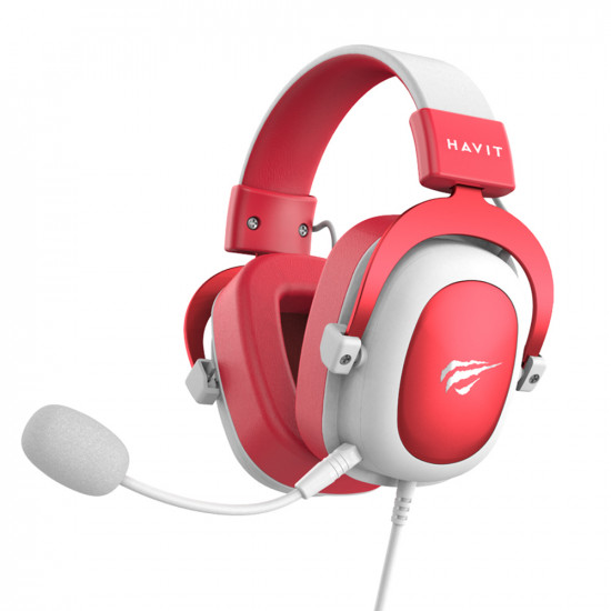 Havit Gaming Headphones (H2002d) Detachable Microphone, 53mm Speaker, Compatible with PS4/XBOX, Jack 3.5mm, 2m Red