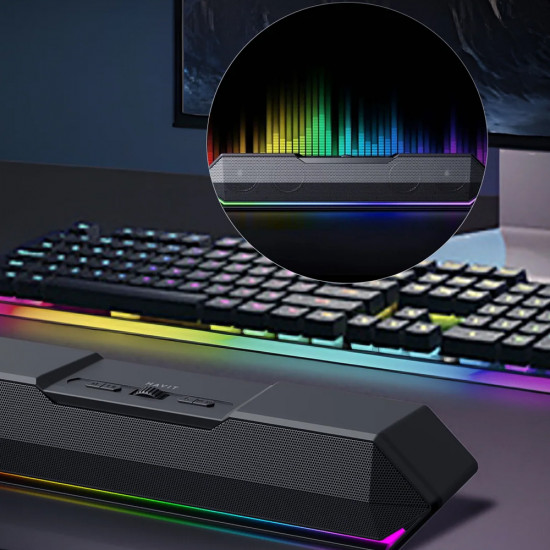 Havit Wireless Speaker (SK772BT) for Gaming, USB C, Bluetooth 5.3, TWS, LED Lights, AUX, TF, USB, 10W, 1200mAh Black