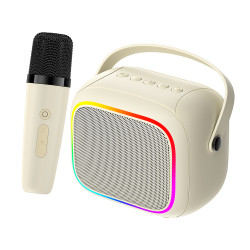 Havit Wireless Speaker (SK818BT) with Microphone, Type C, Bluetooth 5.4, TWS, TF, RGB Lights, IPX6, 1500mAh Beige