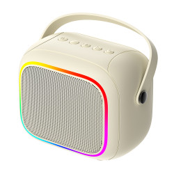 Havit Wireless Speaker (SK818BT) with Microphone, Type C, Bluetooth 5.4, TWS, TF, RGB Lights, IPX6, 1500mAh Beige
