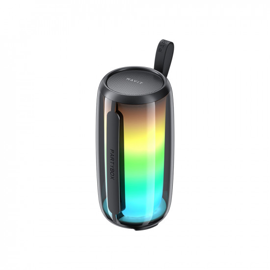 Havit Wireless Speaker (SK879BT) USB C, Bluetooth, TWS, RGB Lights, AUX, Micro SD, FM, IPX5, 8W, 1800mAh Black