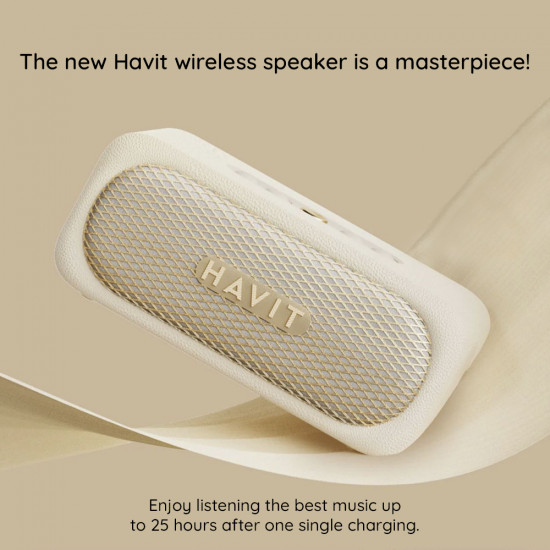 Havit Wireless Speaker (SK905BT) Type C, Bluetooth 5.3, TWS, TF, AUX, Hands Free Call, IPX7, 2000mAh Beige