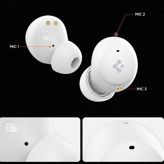 Spigen Wireless Earbuds (SA2401) Bluetooth 5.2, Active Noise Cancelling, Microphone, Touch Control, Audio App White Spigen Wireless Earbuds (SA2401) Bluetooth 5.2, Active Noise Cancelling, Microphone, Touch Control, Audio App White