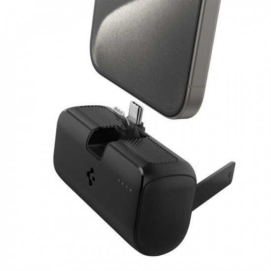 Spigen Power Bank (EA2205) with Kickstand, Fast Charge, Type C, Ultra Compact Design, 5000mAh, 22.5W Black