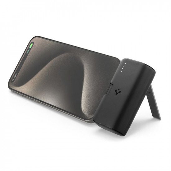 Spigen Power Bank (EA2205) with Kickstand, Fast Charge, Type C, Ultra Compact Design, 5000mAh, 22.5W Black