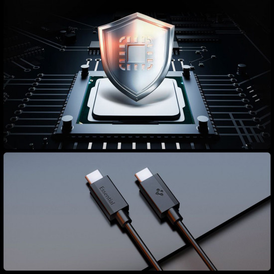 Spigen Data Cable Essential (EB6020CC) Fast Charging, 2x Type C, 60W, 480Mbps, 2m Black