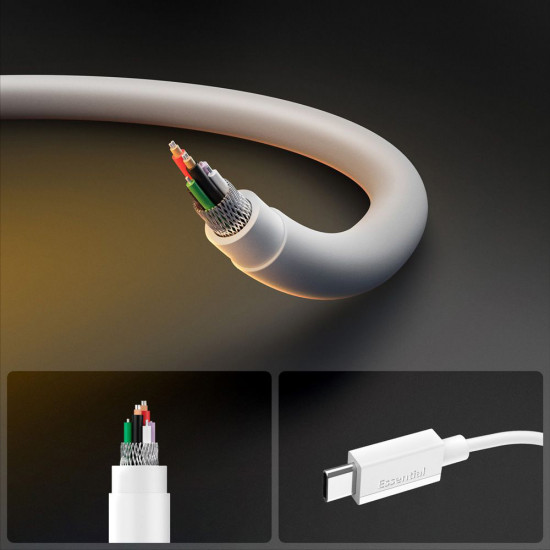Spigen Data Cable Essential (EB6020CC) Fast Charging, 2x Type C, 60W, 480Mbps, 2m White