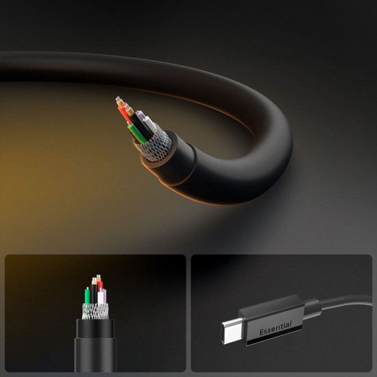 Spigen Data Cable Essential (EB6010CC) Fast Charging, 2x Type C, 60W, 480Mbps, 1m Black