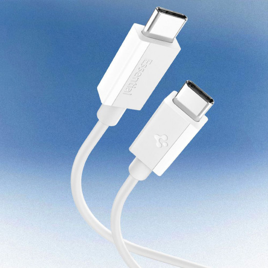 Spigen Data Cable Essential (EB6010CC) Fast Charging, 2x Type C, 60W, 480Mbps, 1m White