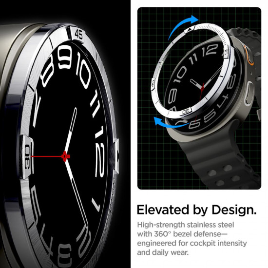 Spigen Bezel Tune Pilot for Samsung Galaxy Watch8 44mm, Stainless Steel Silver