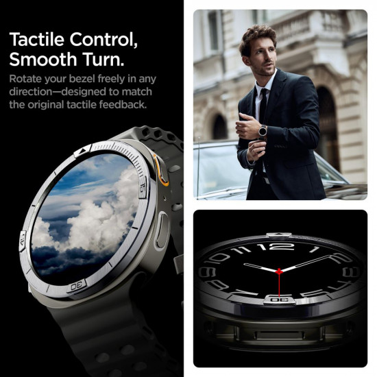 Spigen Bezel Tune Pilot for Samsung Galaxy Watch8 44mm, Stainless Steel Silver