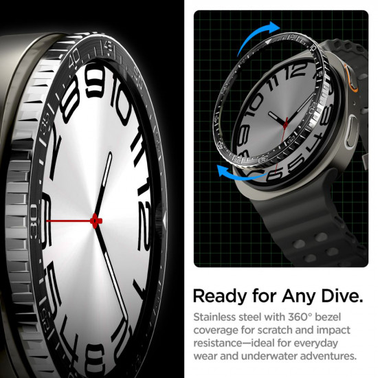 Spigen Bezel Tune Diver for Samsung Galaxy Watch8 44mm, Stainless Steel Black