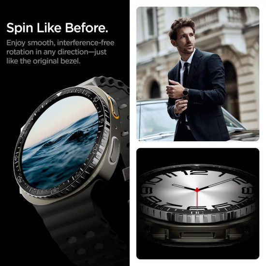 Spigen Bezel Tune Diver for Samsung Galaxy Watch8 44mm, Stainless Steel Black
