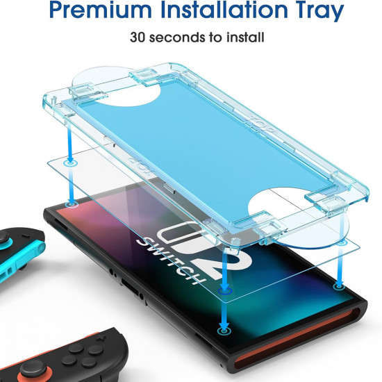 Techsuit (2 pack) Premium Tempered Glass SwitchAura with Applicator (NS1) for Nintendo Switch 2, 9H Resistant Clear