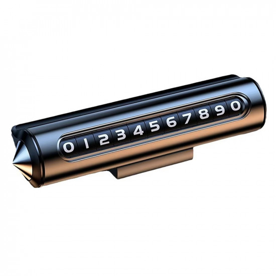 Techsuit Premium Phone Number Plate ResQTag (SN3) Temporary Parking Sign for Dashboard, with Adhesive, Zinc Alloy Gray