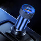Techsuit Premium Car Charger VoltDuo (C2) with LED Light, USB QC 3.0, Type C PD30W, 5V/3A, ABS, Metal Black