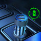 Techsuit Premium Car Charger VoltDuo (C2) with LED Light, USB QC 3.0, Type C PD30W, 5V/3A, ABS, Metal Black
