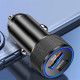 Techsuit Premium Car Charger VoltDuo (C2) with LED Light, USB QC 3.0, Type C PD30W, 5V/3A, ABS, Metal Black