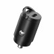 Techsuit Premium Car Charger NanoVolt (C5) Mini Design, Fast Charge, Type C PD30W, 3A, Pull Ring, Aluminium Alloy Black