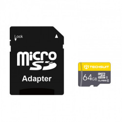 Techsuit Memory Card THCM11 (THCM11964) with Adapter, MicroSDHC, Class 10, 64GB, 100MB/s, 60MB/s Yellow