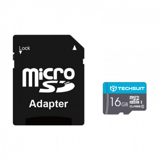 Techsuit Memory Card THCM11 (THCM11716) with Adapter, MicroSDHC, Class 10, 16GB, 40MB/s, 11MB/s Blue