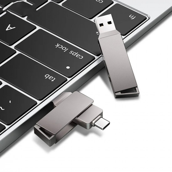Techsuit Memory Stick THSM20 (THSM201128) Dual Interface USB 3.0, Type C 128GB, High Speed FlashDrive Grey