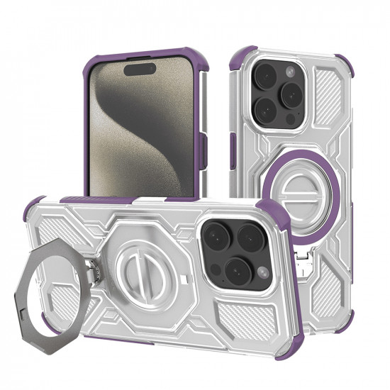 Techsuit Carbon Shield PRO iPhone 15 Pro Purple Transparent