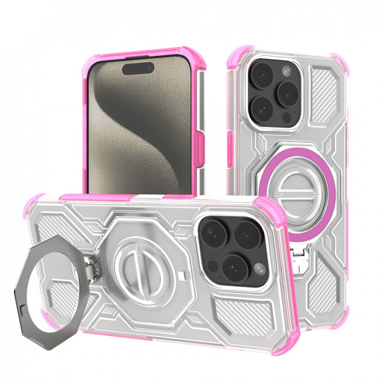Techsuit Carbon Shield PRO iPhone 15 Pro Pink Transparent