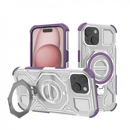 Techsuit Carbon Shield PRO iPhone 15 Purple Transparent