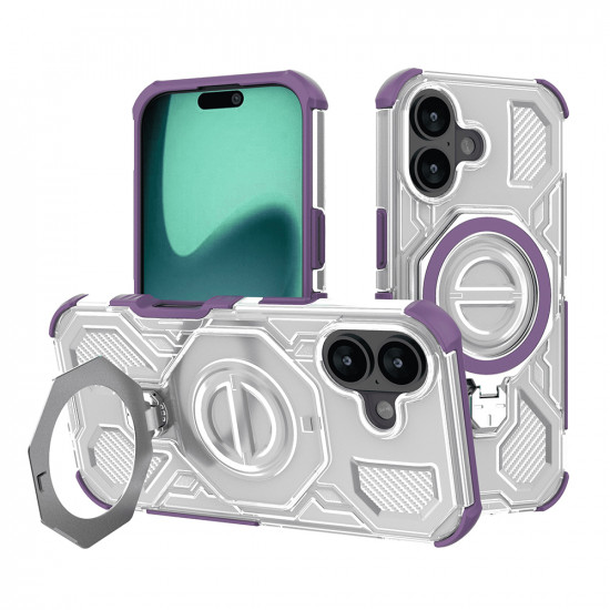 Techsuit Carbon Shield PRO iPhone 16 Purple Transparent