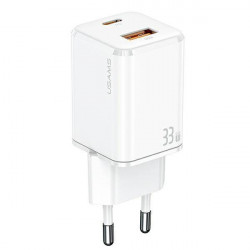 USAMS Wall Charger 1xUSB-C+1xUSB T43 33W PD3.0 +QC3.0 Fast Charging white CC144TC02 (US-CC144)