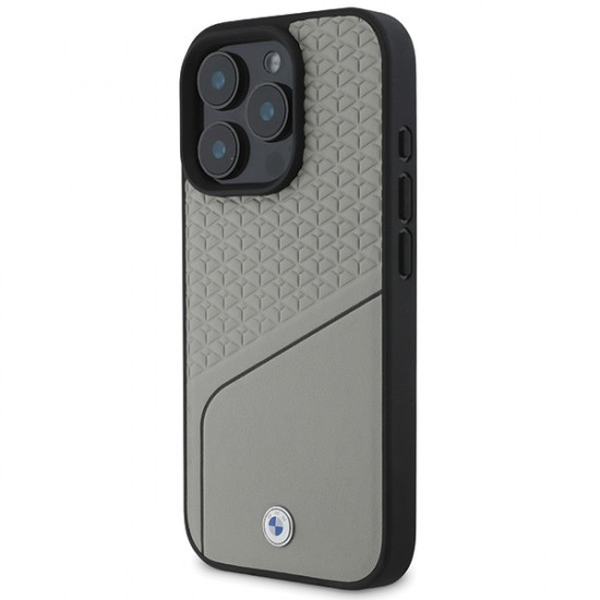 BMW BMHMP16L23RDCLG iPhone 16 Pro 6.3" gray hardcase Sign Leather Textured and Line MagSafe